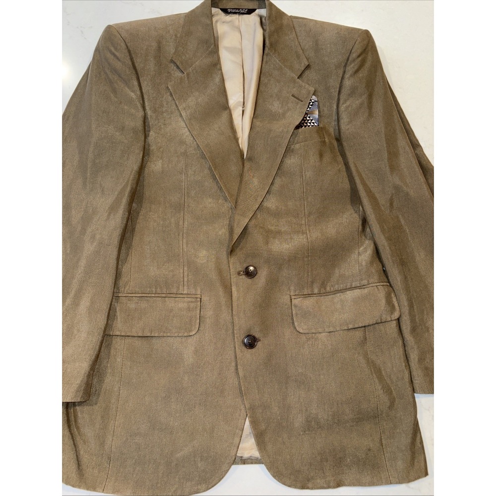 HALSTON ULTRA SUEDE Blazer Mens 38R Jacket Baron's Royal Collection Brown Green